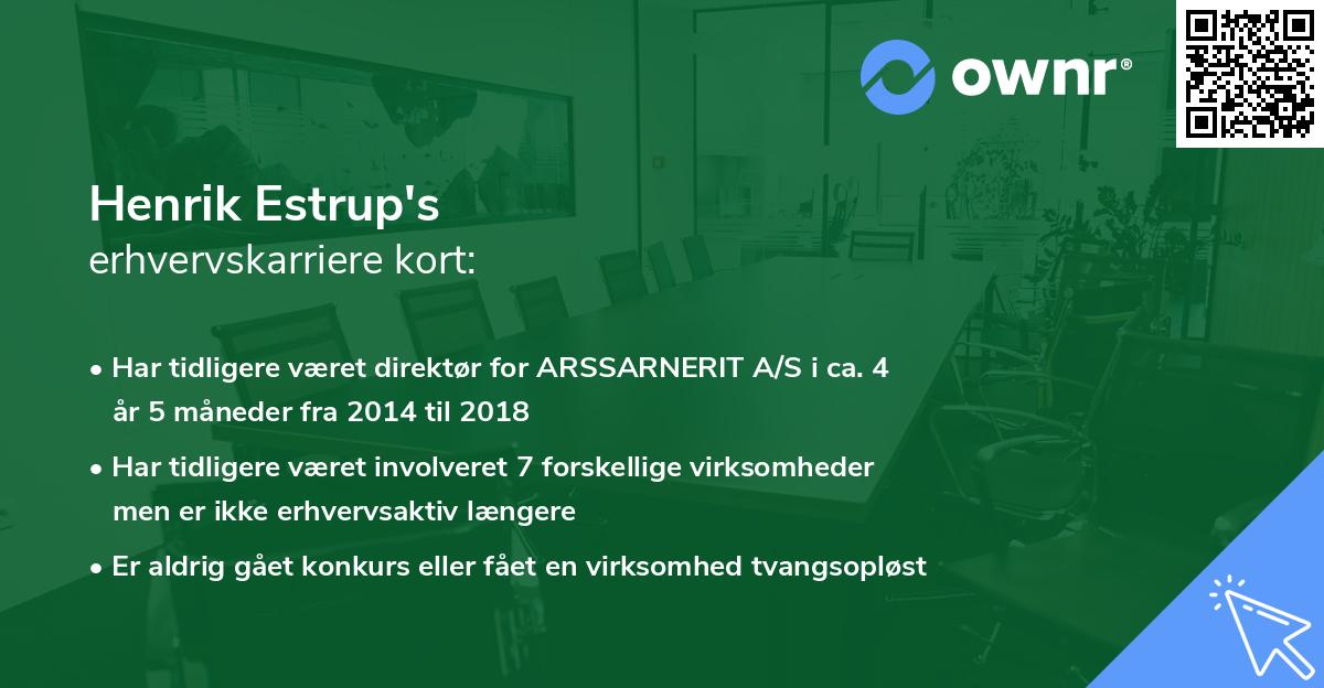 Henrik Estrup's erhvervskarriere kort