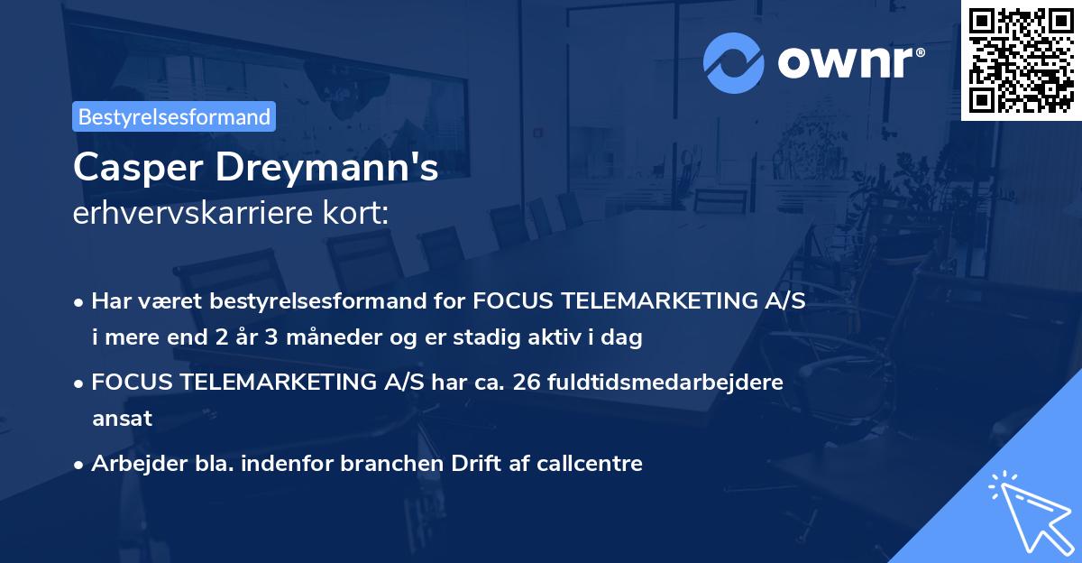 Casper Dreymann's erhvervskarriere kort