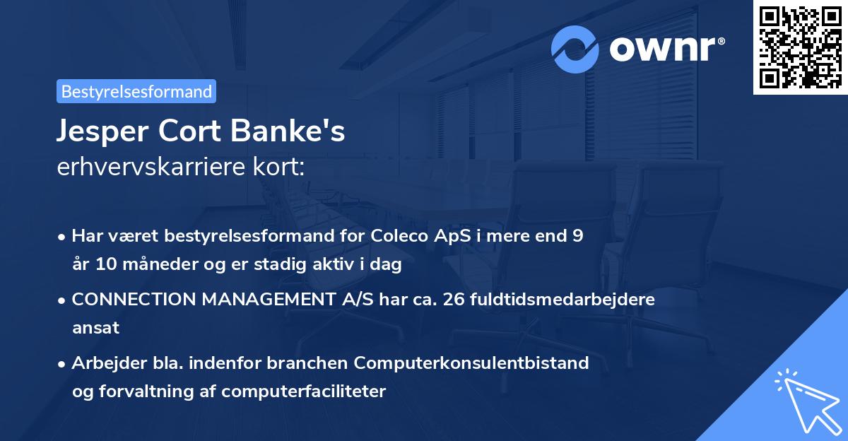 Jesper Cort Banke's erhvervskarriere kort