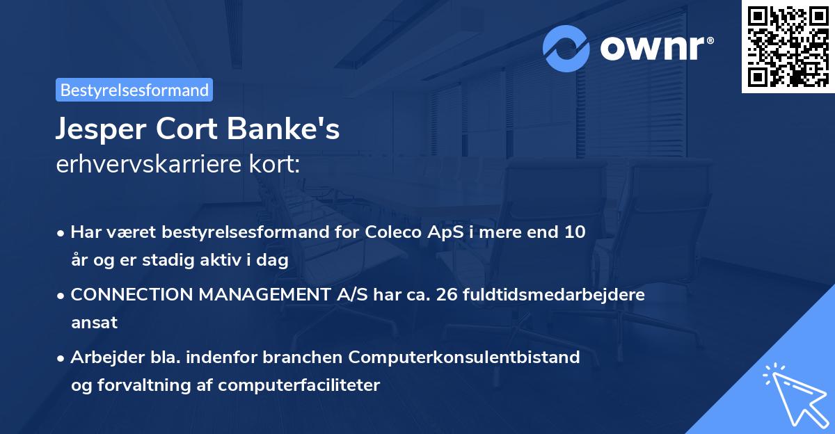 Jesper Cort Banke's erhvervskarriere kort