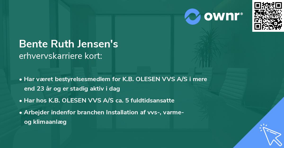 Bente Ruth Jensen's erhvervskarriere kort