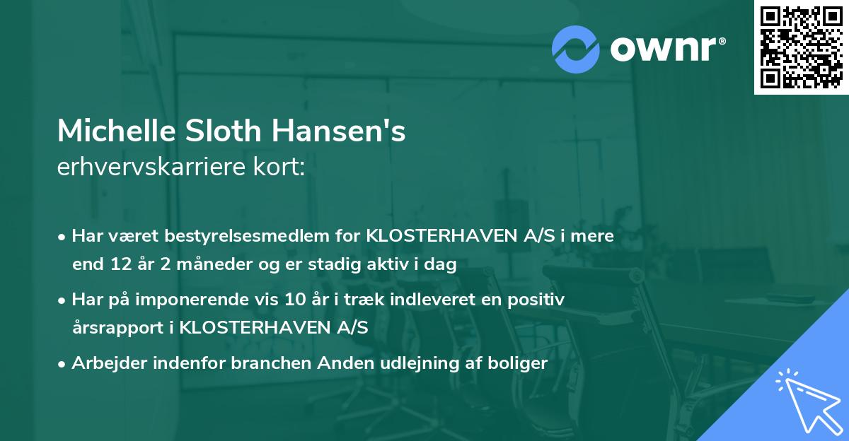 Michelle Sloth Hansen's erhvervskarriere kort