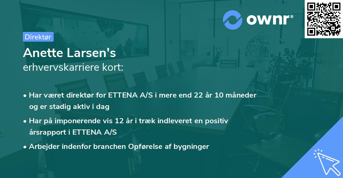 Anette Larsen's erhvervskarriere kort