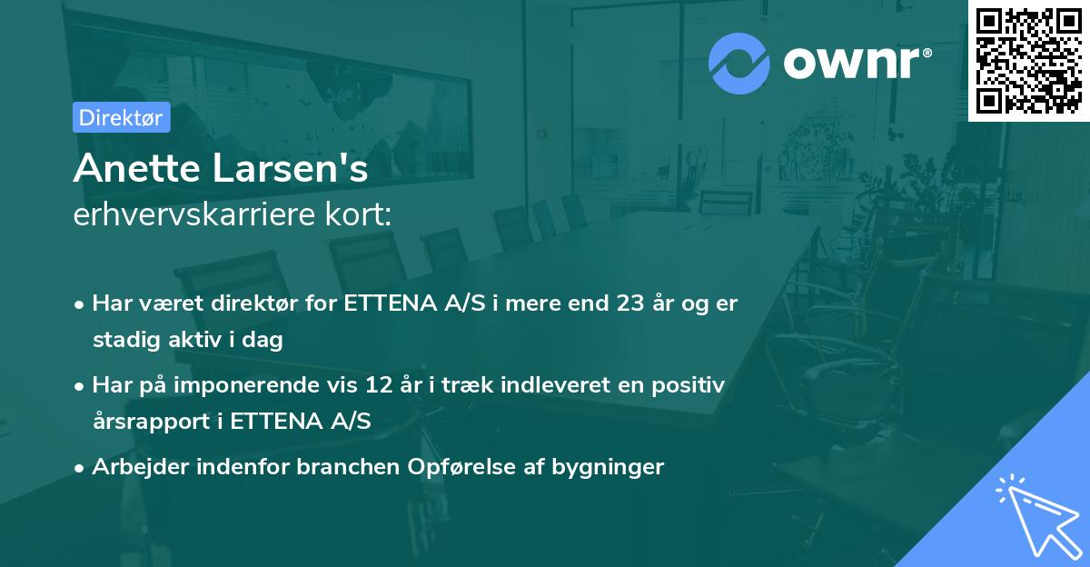Anette Larsen's erhvervskarriere kort