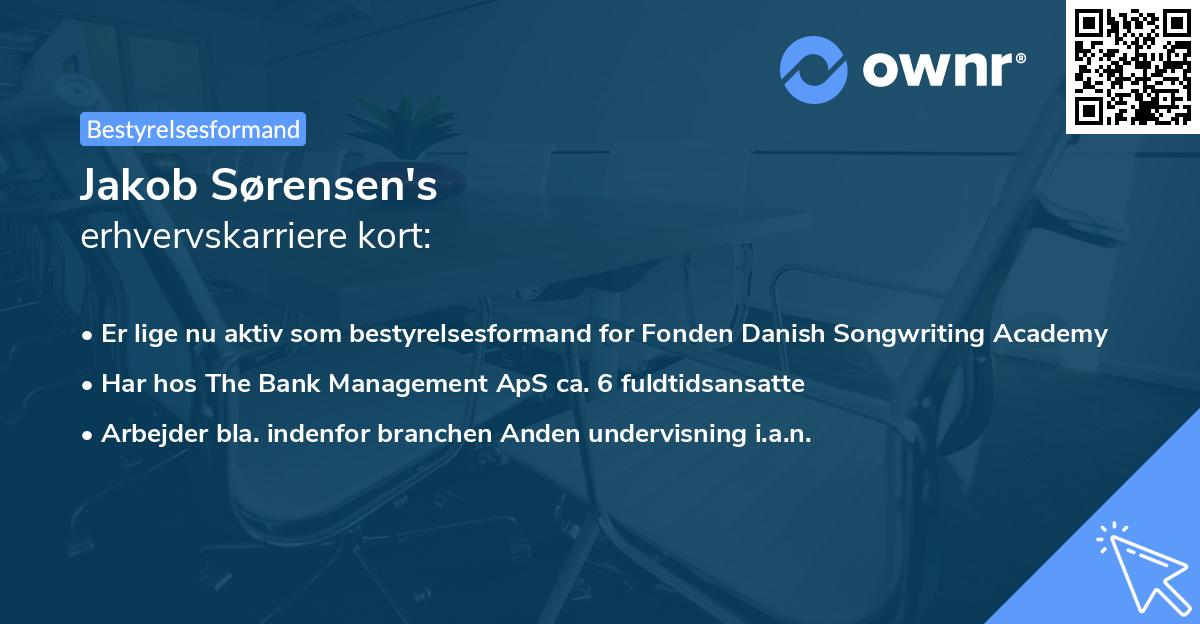Jakob Sørensen's erhvervskarriere kort