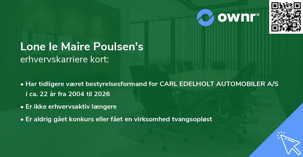 Lone le Maire Poulsen's erhvervskarriere kort