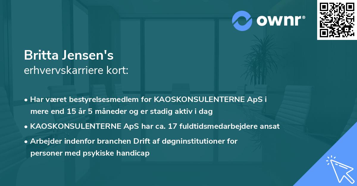 Britta Jensen's erhvervskarriere kort