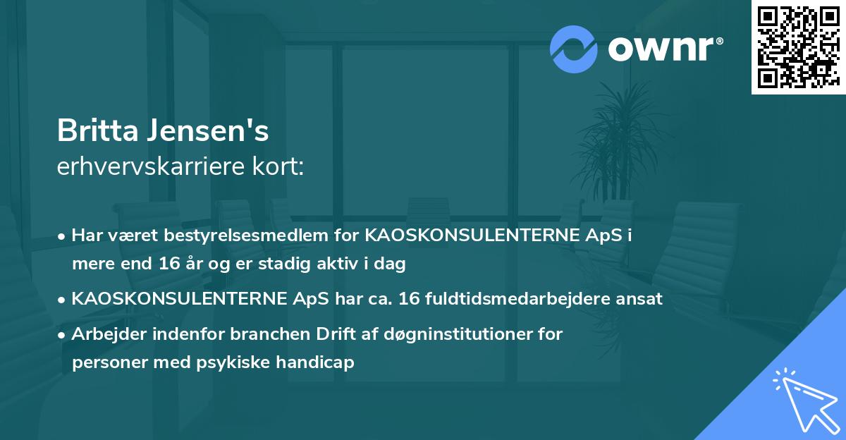 Britta Jensen's erhvervskarriere kort
