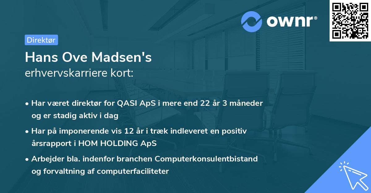 Hans Ove Madsen's erhvervskarriere kort