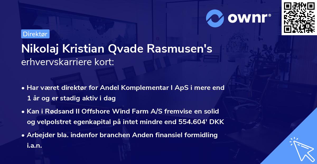 Nikolaj Kristian Qvade Rasmusen's erhvervskarriere kort