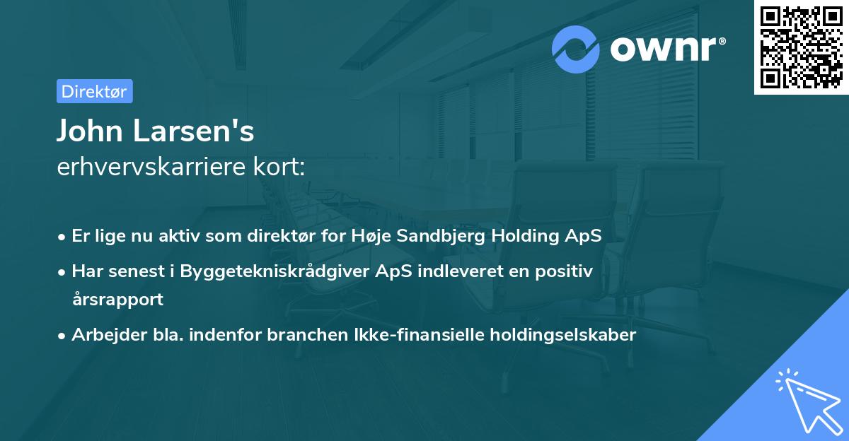 John Larsen's erhvervskarriere kort