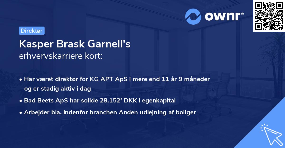 Kasper Brask Garnell's erhvervskarriere kort