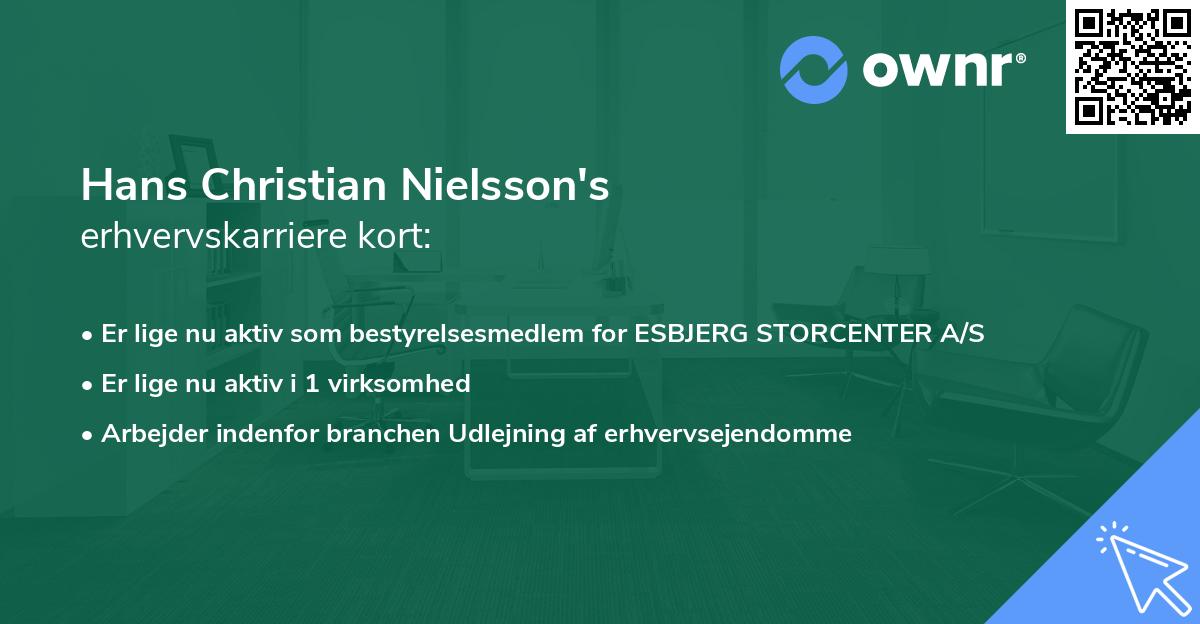 Hans Christian Nielsson's erhvervskarriere kort