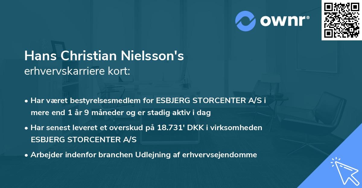Hans Christian Nielsson's erhvervskarriere kort
