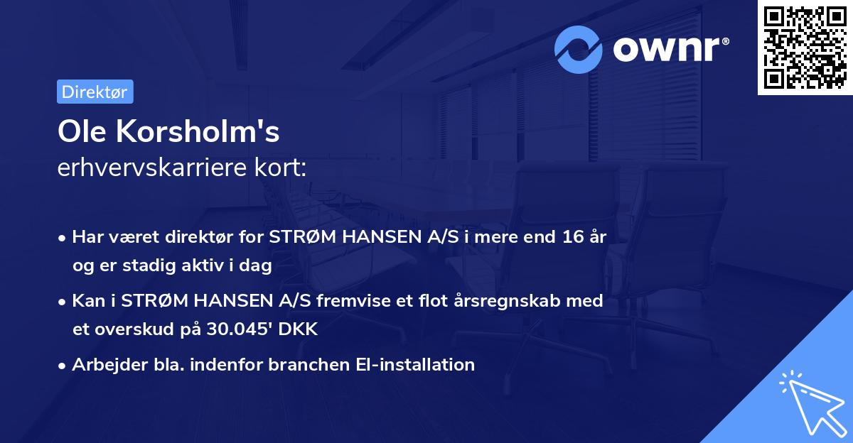 Ole Korsholm's erhvervskarriere kort