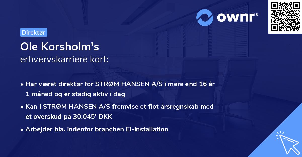 Ole Korsholm's erhvervskarriere kort