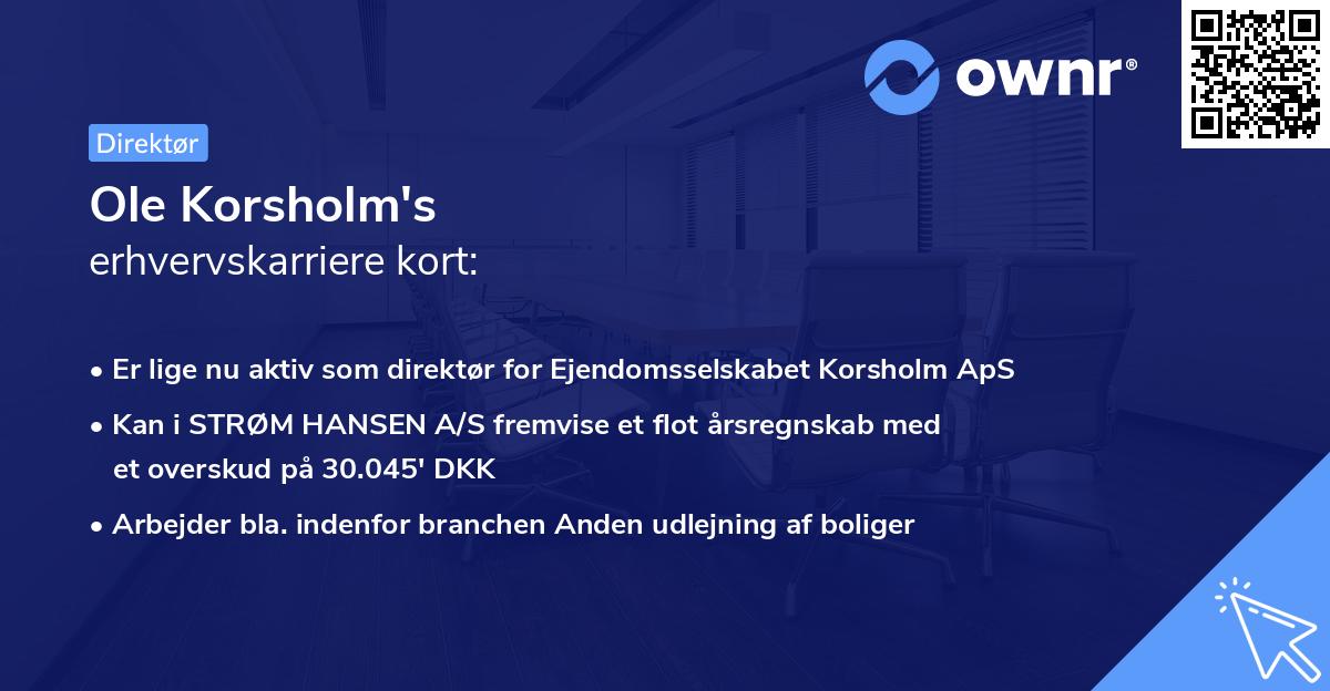 Ole Korsholm's erhvervskarriere kort