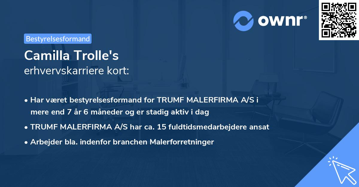 Camilla Trolle's erhvervskarriere kort