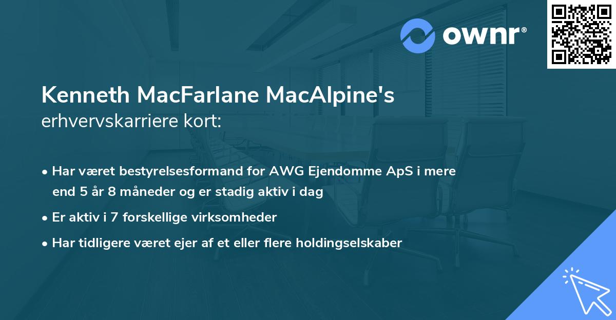 Kenneth MacFarlane MacAlpine's erhvervskarriere kort