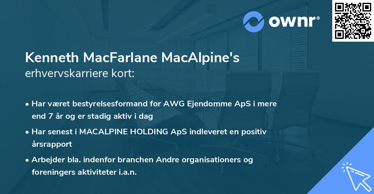 Kenneth MacFarlane MacAlpine's erhvervskarriere kort
