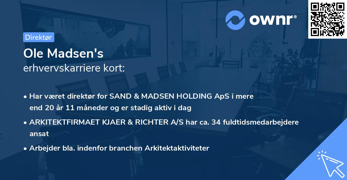Ole Madsen's erhvervskarriere kort