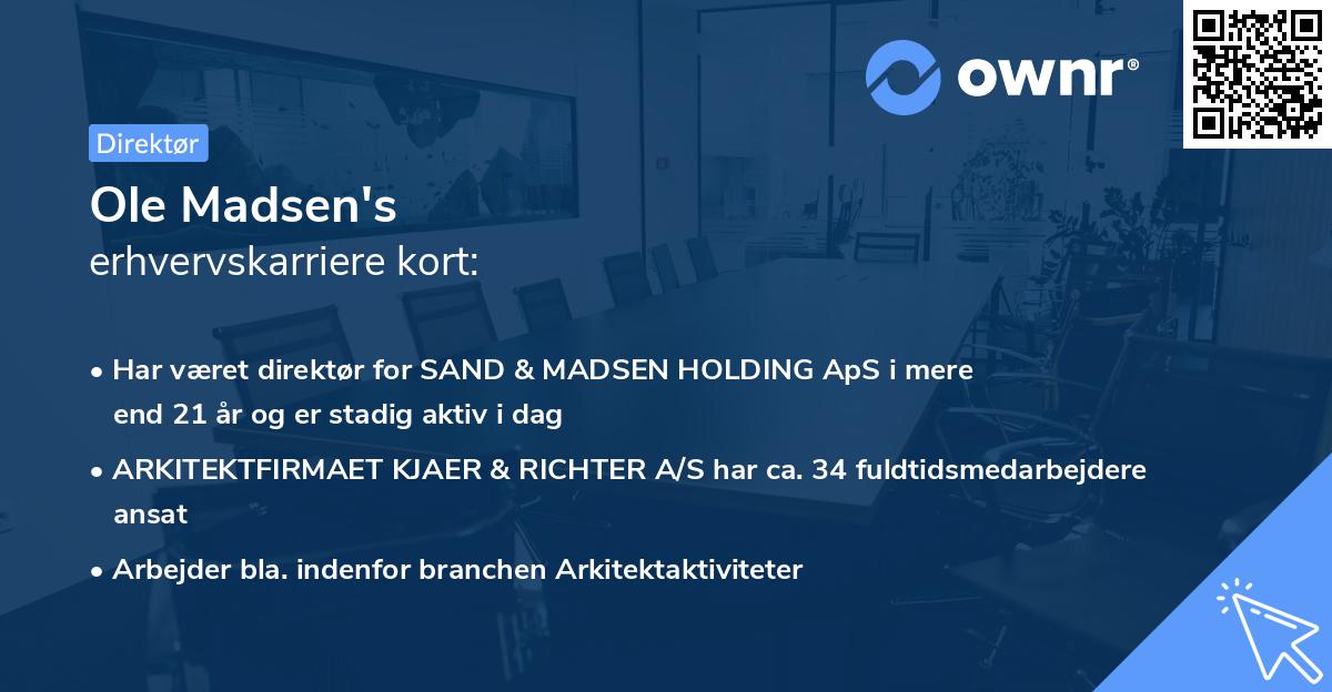 Ole Madsen's erhvervskarriere kort