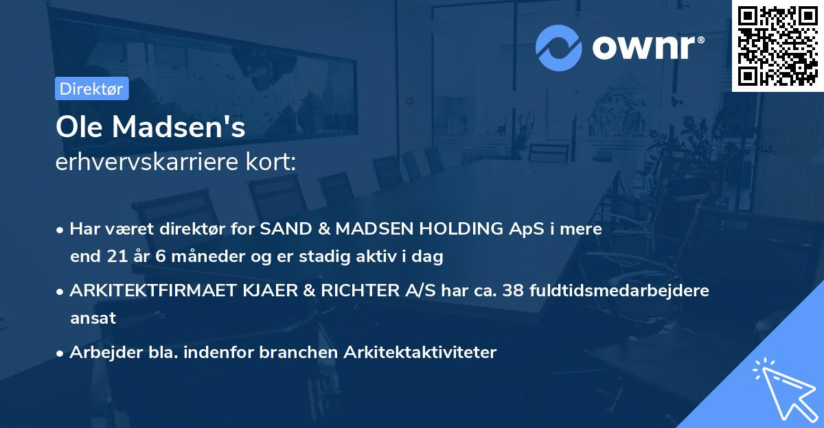 Ole Madsen's erhvervskarriere kort