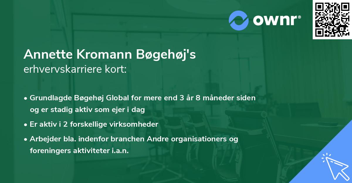 Annette Kromann Bøgehøj's erhvervskarriere kort