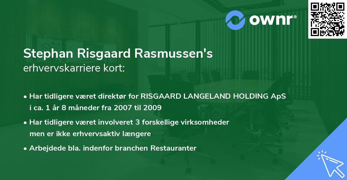 Stephan Risgaard Rasmussen's erhvervskarriere kort