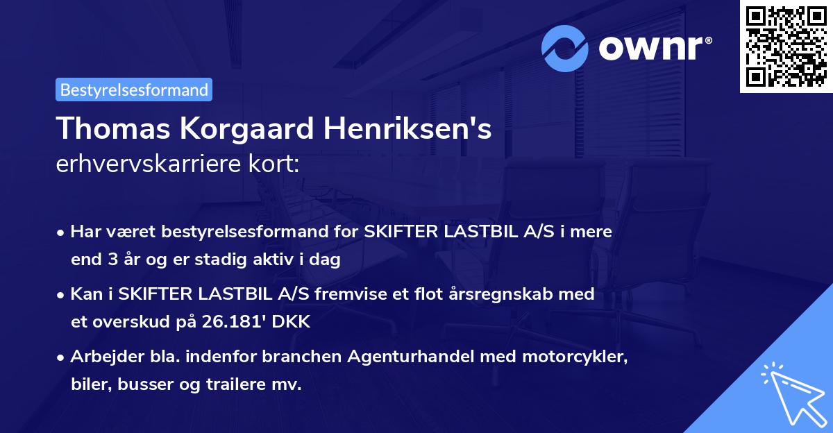 Thomas Korgaard Henriksen's erhvervskarriere kort
