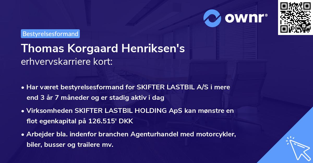 Thomas Korgaard Henriksen's erhvervskarriere kort
