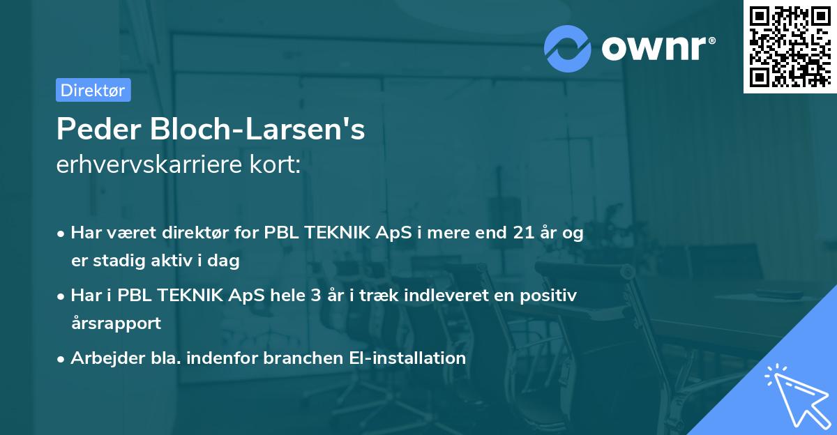 Peder Bloch-Larsen's erhvervskarriere kort