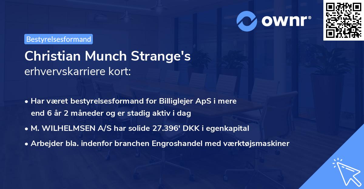 Christian Munch Strange's erhvervskarriere kort