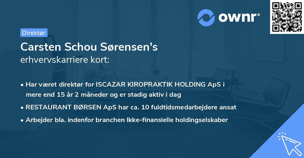 Carsten Schou Sørensen's erhvervskarriere kort