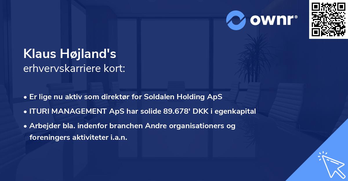 Klaus Højland's erhvervskarriere kort