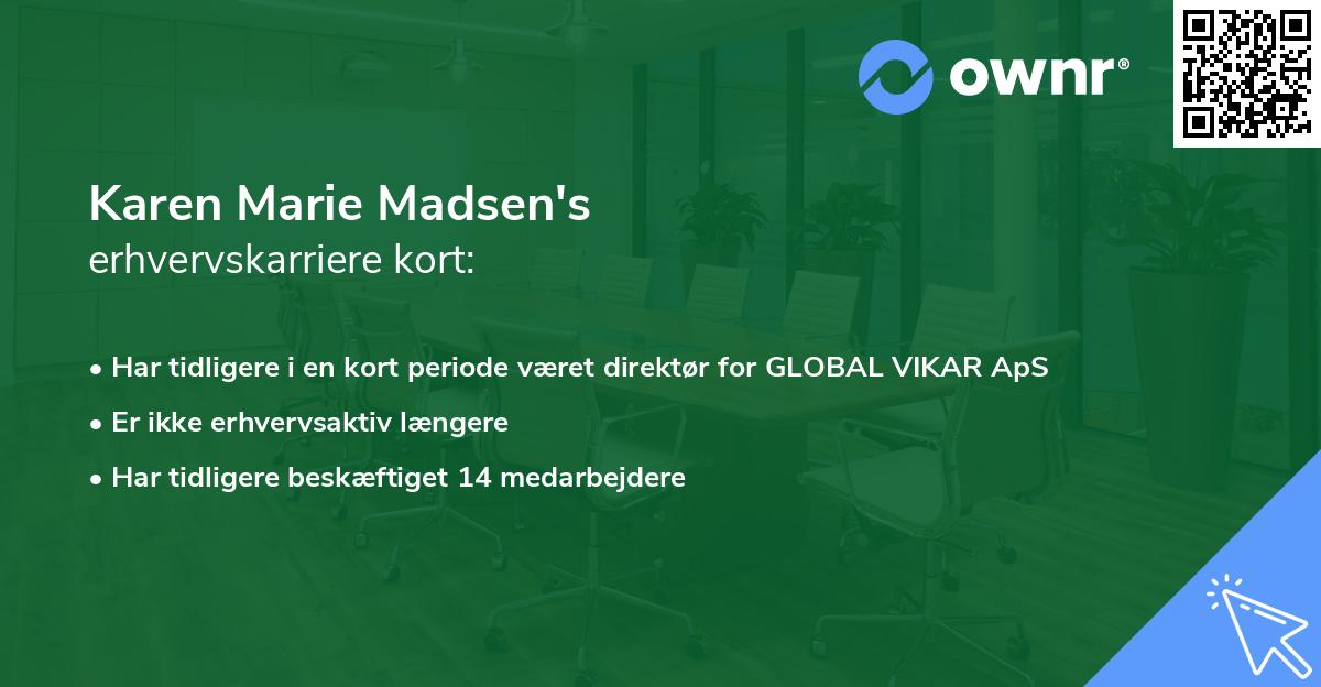 Karen Marie Madsen's erhvervskarriere kort