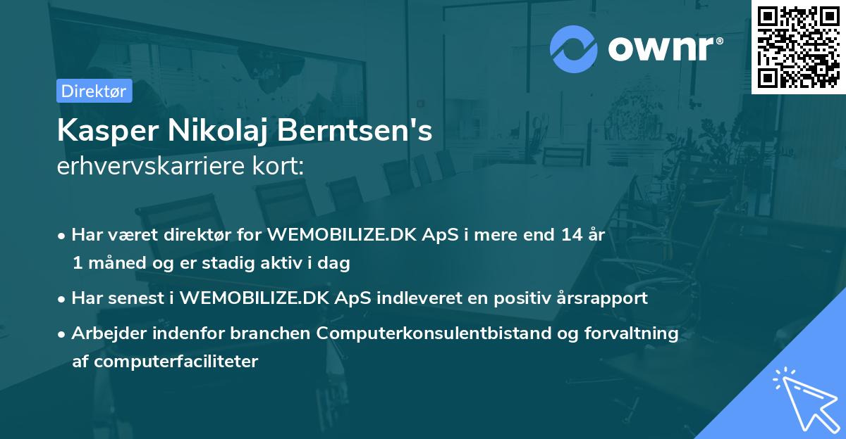 Kasper Nikolaj Berntsen's erhvervskarriere kort
