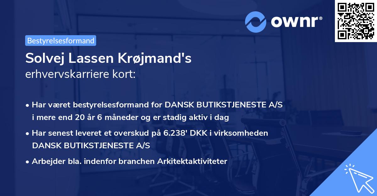 Solvej Lassen Krøjmand's erhvervskarriere kort