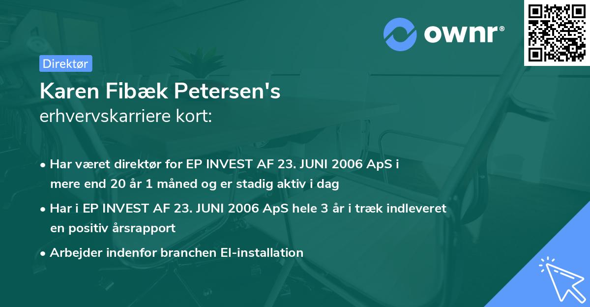 Karen Fibæk Petersen's erhvervskarriere kort