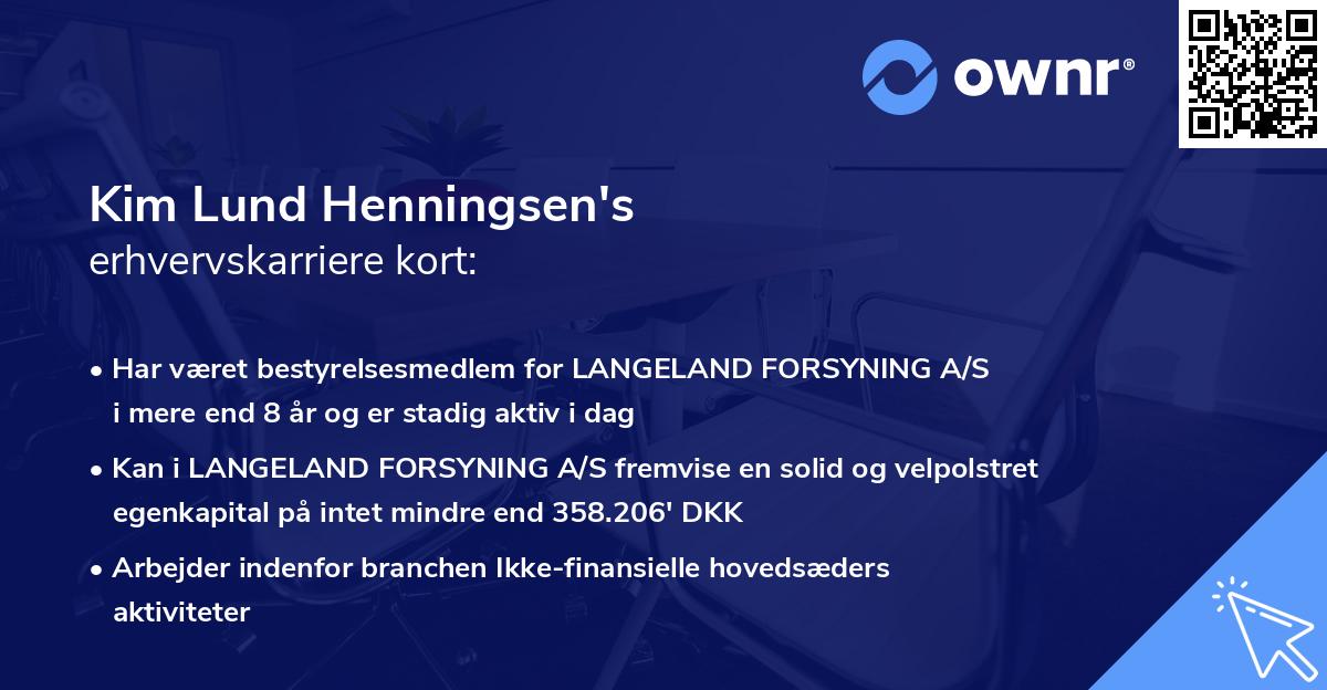 Kim Lund Henningsen's erhvervskarriere kort
