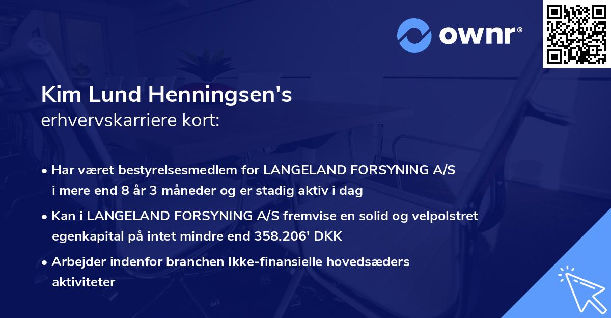 Kim Lund Henningsen's erhvervskarriere kort