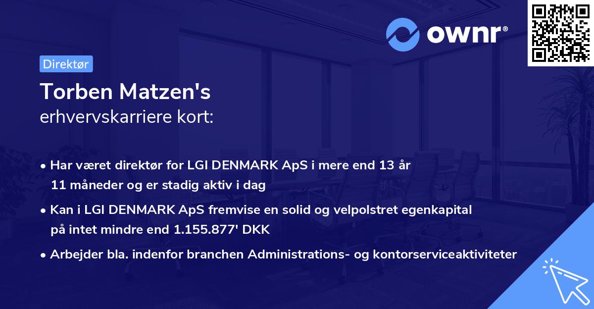 Torben Matzen's erhvervskarriere kort
