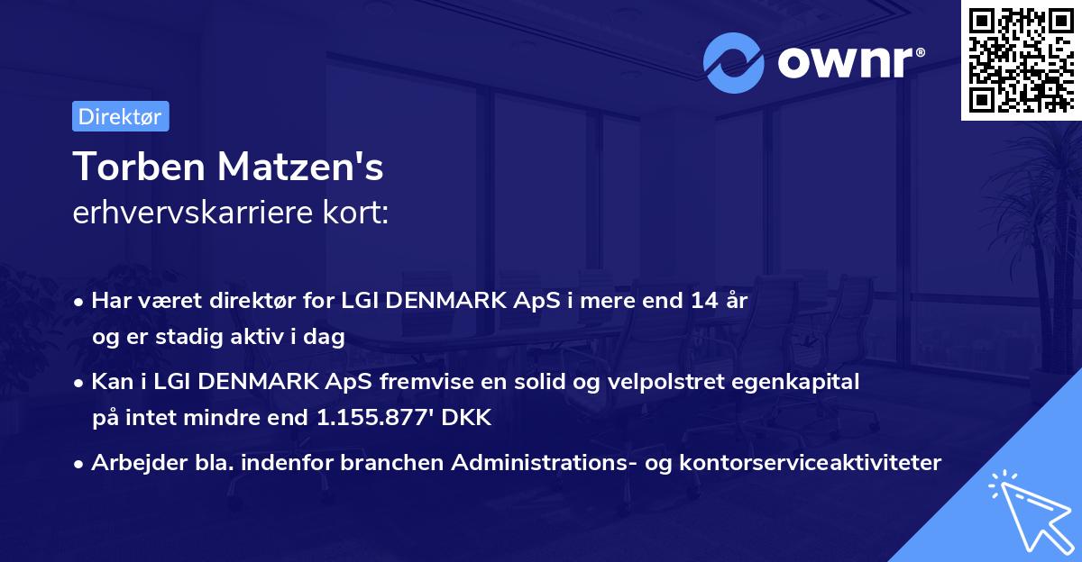 Torben Matzen's erhvervskarriere kort