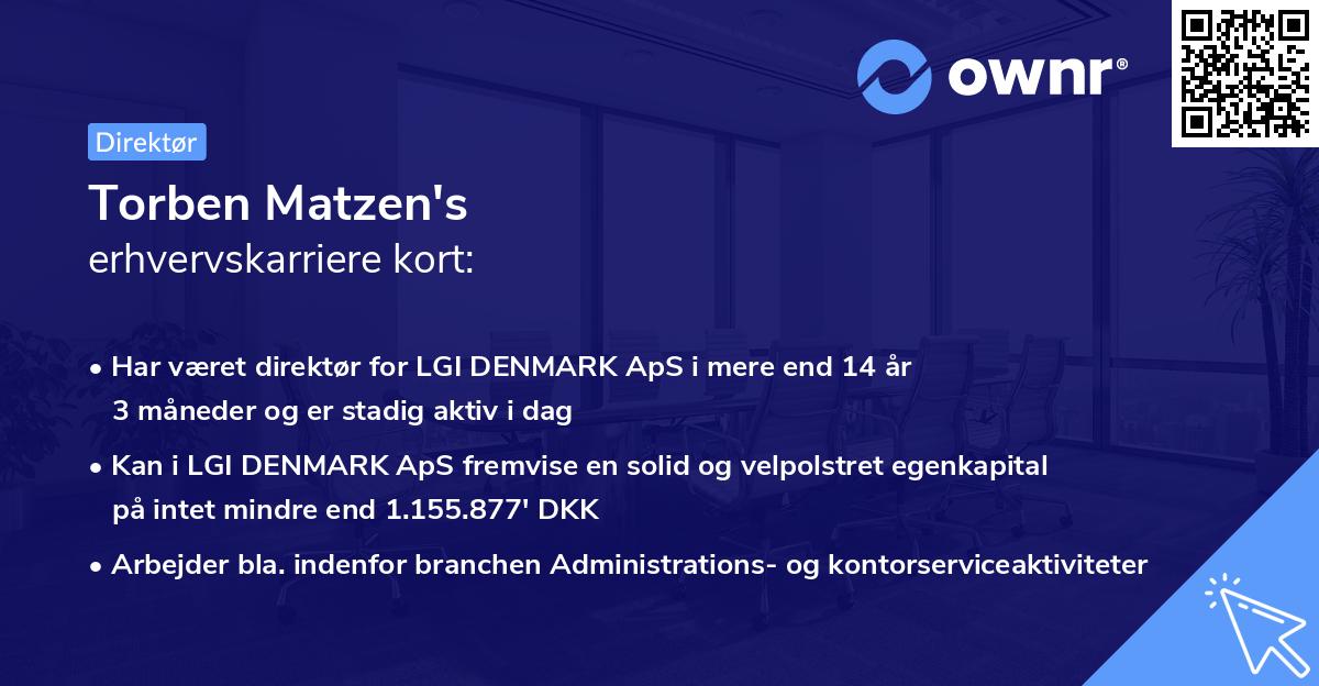 Torben Matzen's erhvervskarriere kort