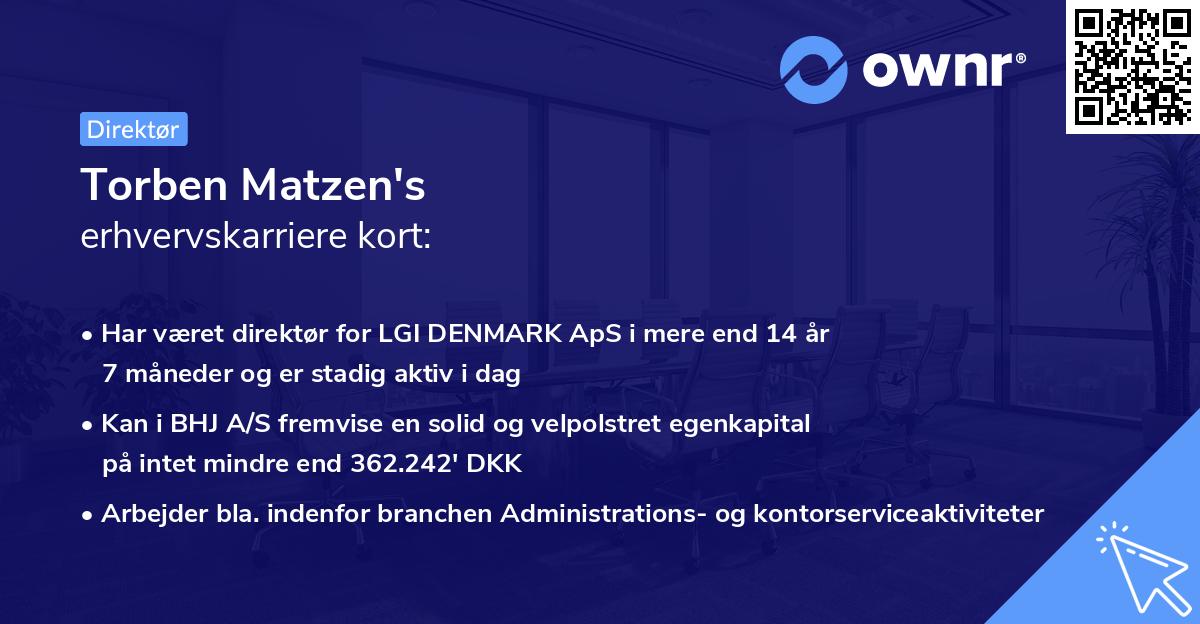 Torben Matzen's erhvervskarriere kort
