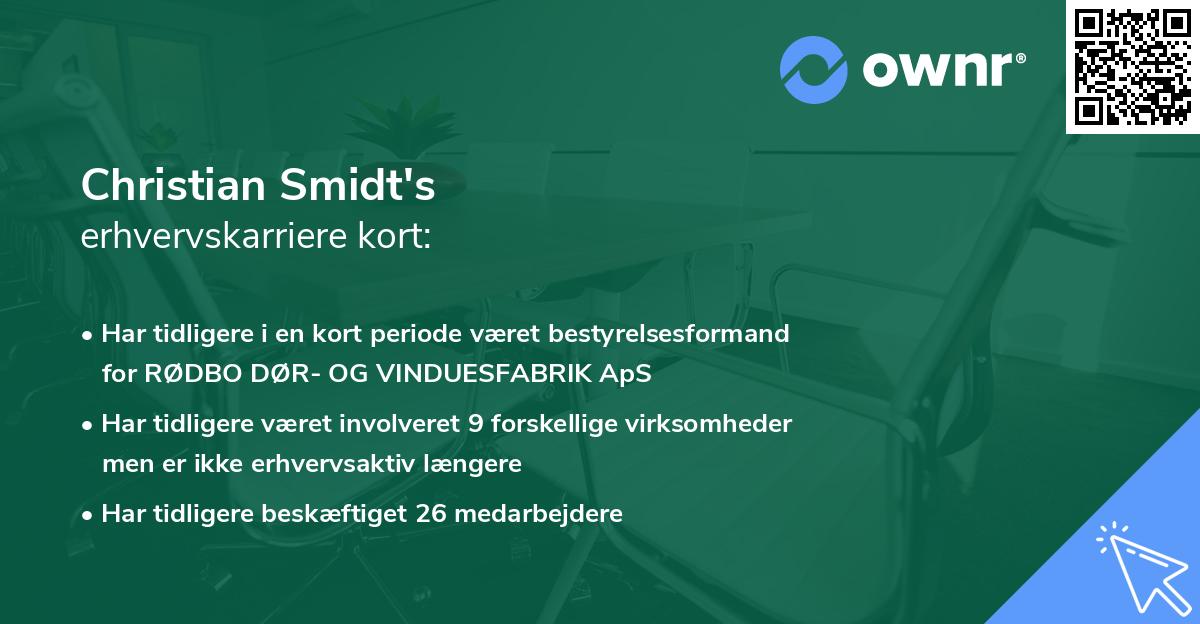 Christian Smidt's erhvervskarriere kort