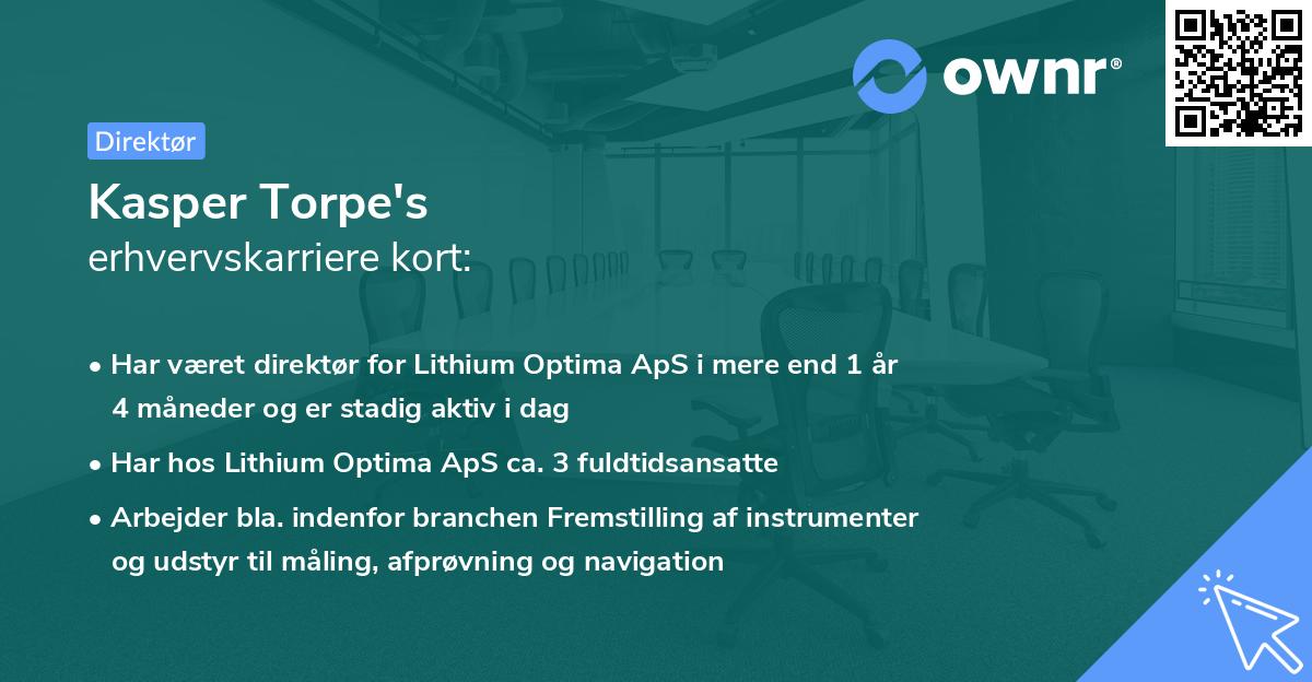 Kasper Torpe's erhvervskarriere kort