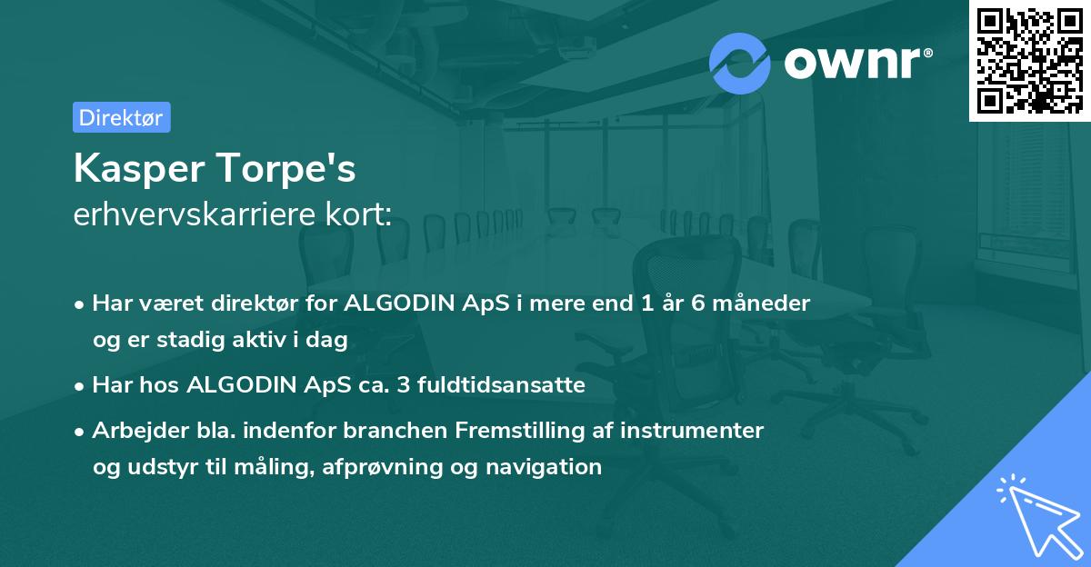 Kasper Torpe's erhvervskarriere kort