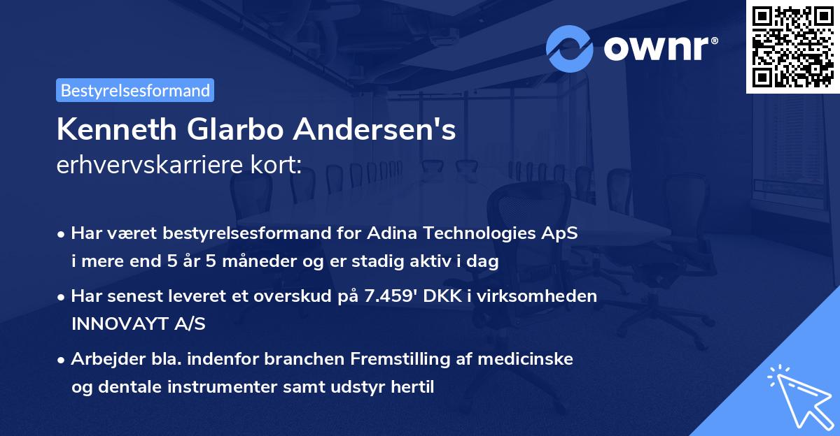 Kenneth Glarbo Andersen's erhvervskarriere kort