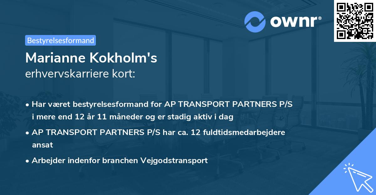 Marianne Kokholm's erhvervskarriere kort